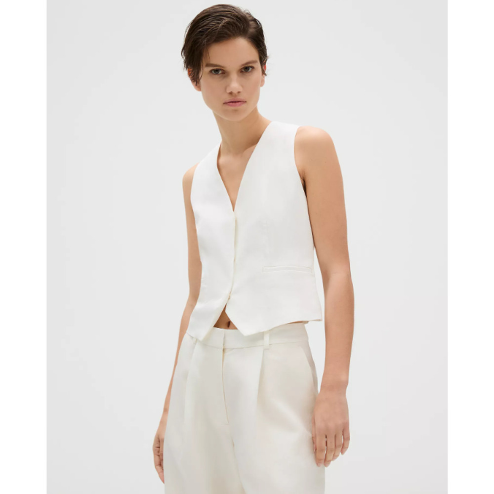 Calvin Klein Women's Hidden-Button Tailored Vest White Size 8 17279